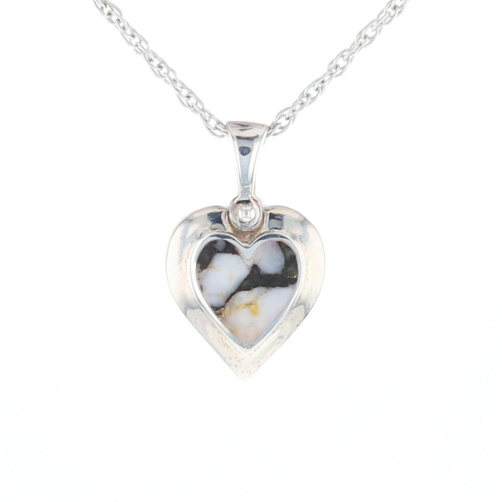 Sterling Silver Gold Quartz Inlaid Heart Pendant - G3