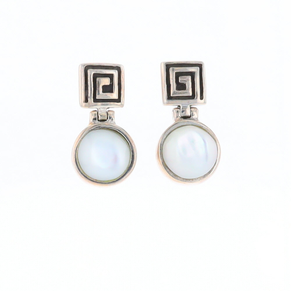 Square Swirl Mother of Pearl Stud Earrings