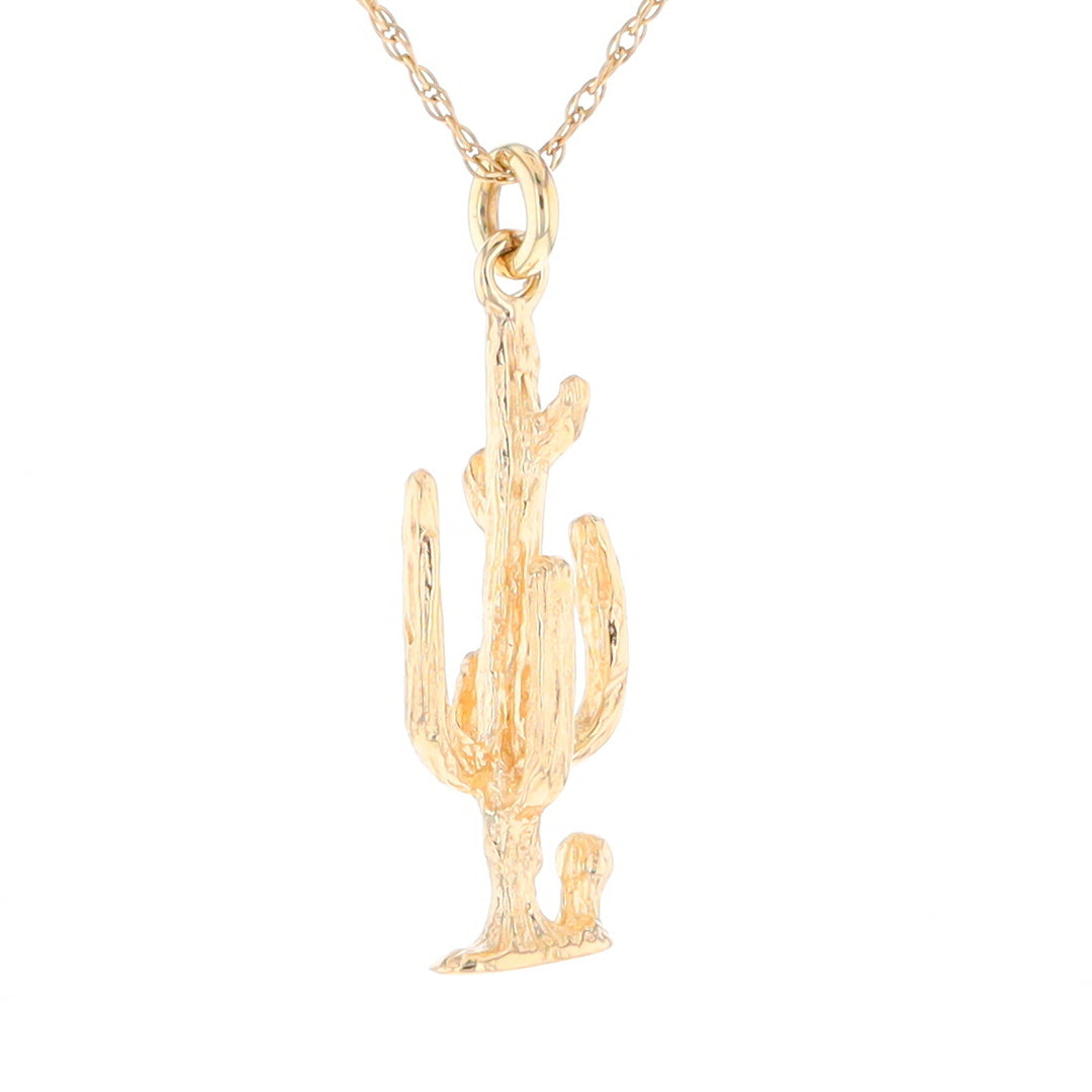 Gold Saguaro Cactus Figure Pendant