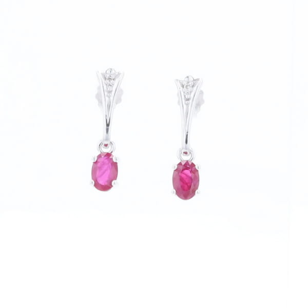 Oval Ruby Dangle Earrings