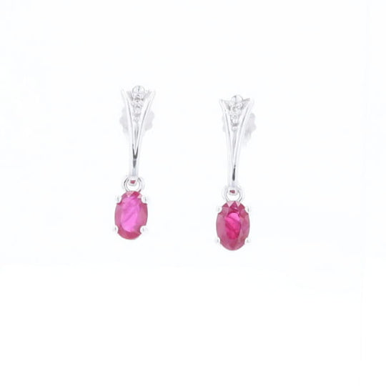 Oval Ruby Dangle Earrings