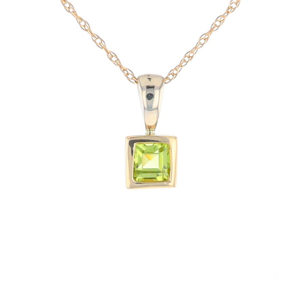 Two-Tone Bezel Peridot Pendant