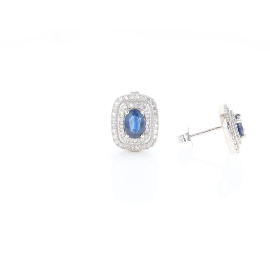 Double Halo Sapphire Earrings