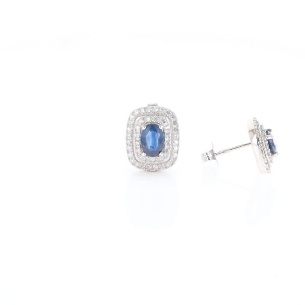 Double Halo Sapphire Earrings
