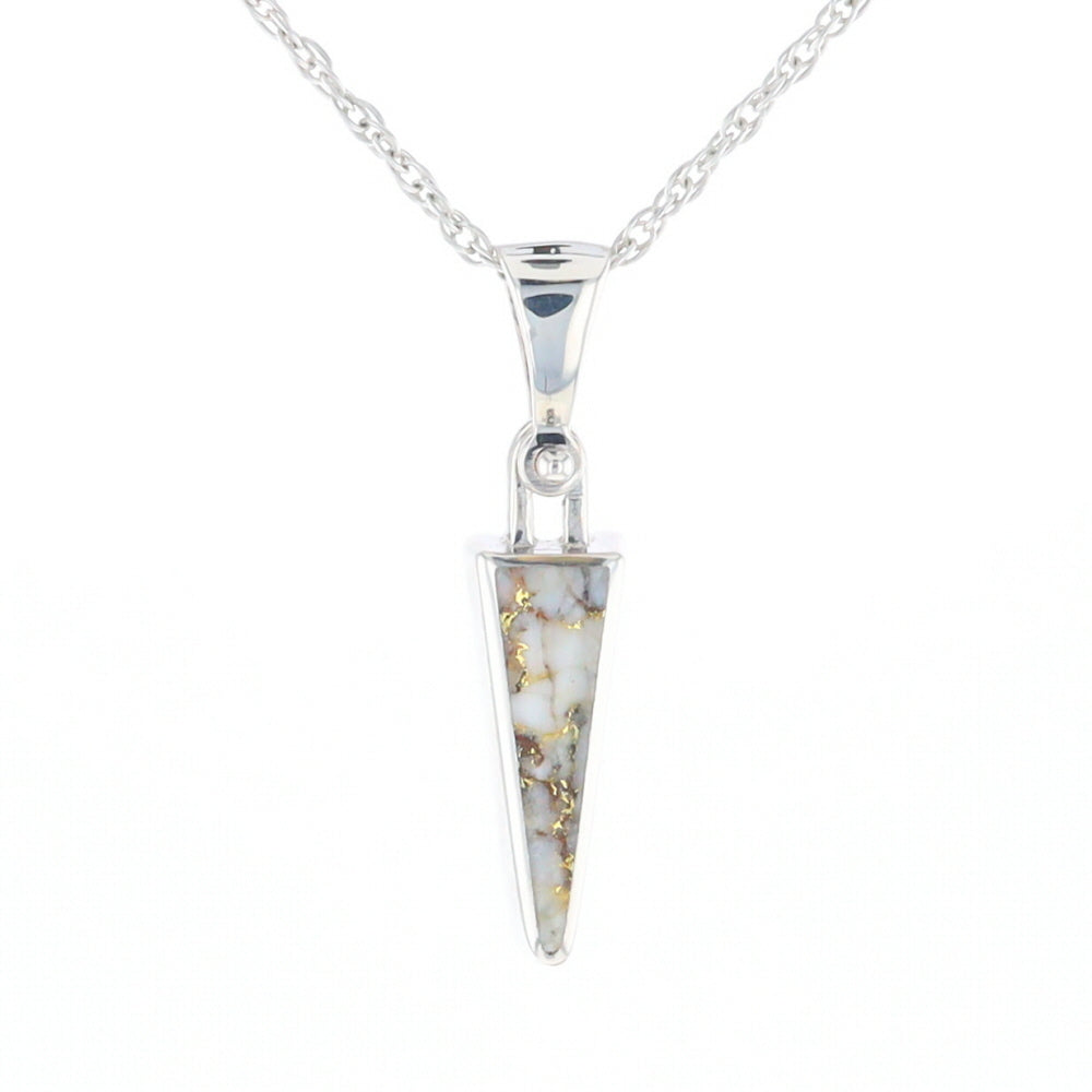 Gold Quartz Upside Down Triangle Pendant