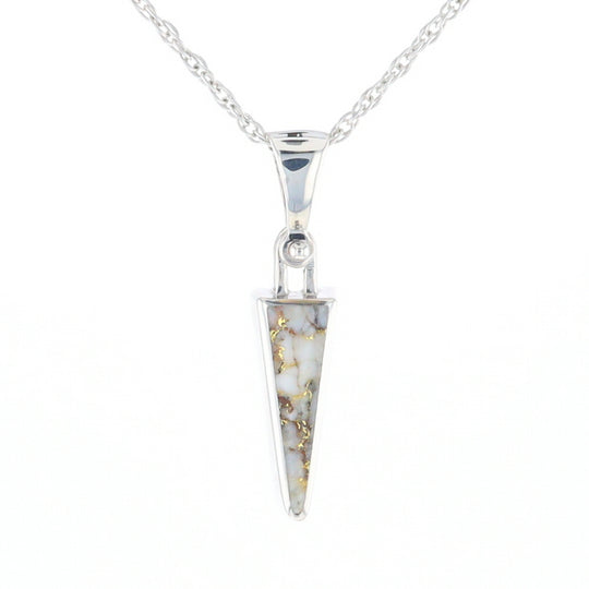 Gold Quartz Upside Down Triangle Pendant