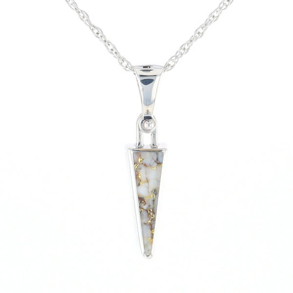 Gold Quartz Upside Down Triangle Pendant