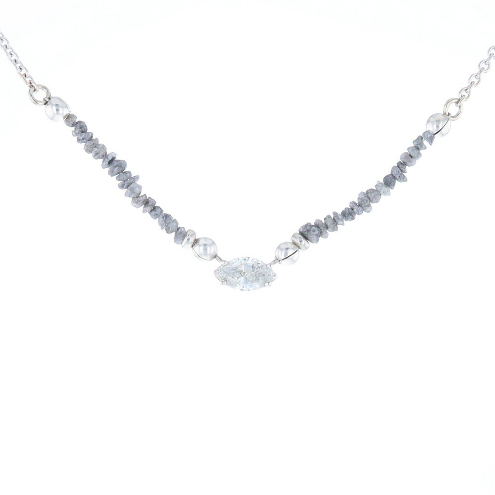 Marquise Diamond Necklace with Rough Diamond Beads