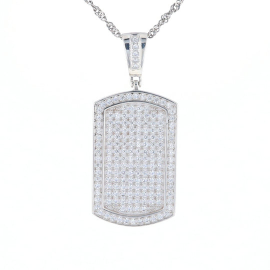 Cubic Zirconia Dog Tag Pendant