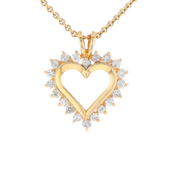 Open Heart Diamond Halo Pendant