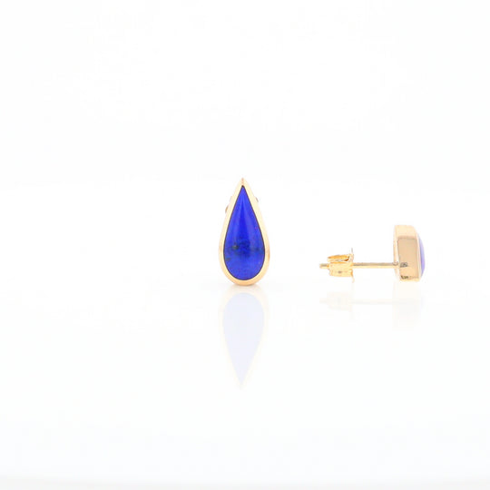 Lapis Tear Drop Inlaid Earrings