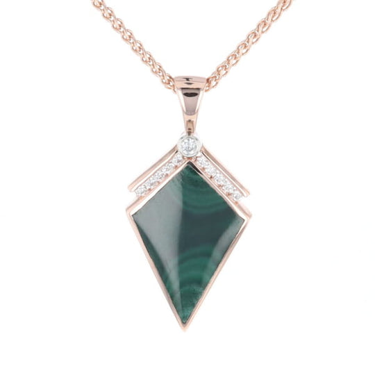 Malachite Kite Shape Inlaid Pendant with 0.19ctw Diamonds
