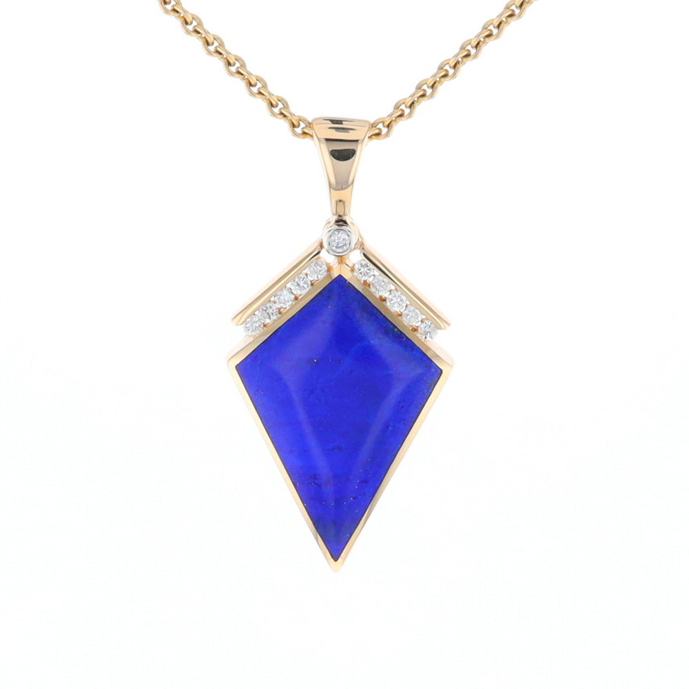 Lapis Kit Shaped Inlaid Pendant with 0.19ctw Diamonds