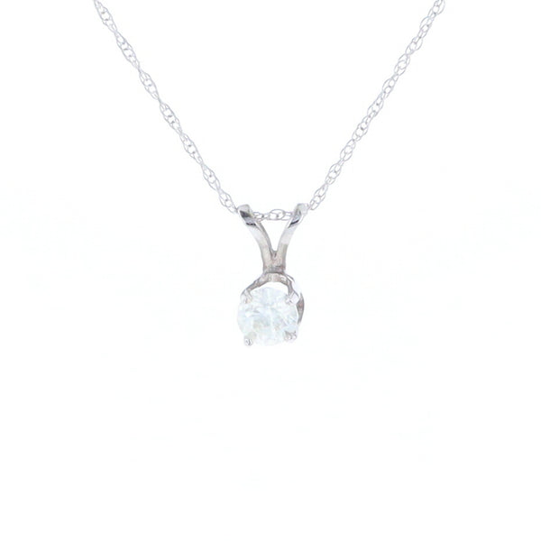 White Gold Solitaire Diamond Pendant