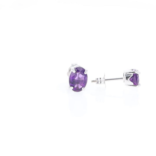 Oval Amethyst Stud Earrings