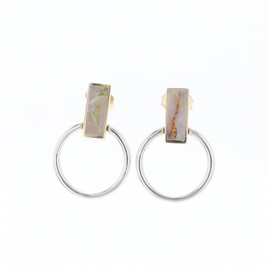 Gold Quartz Rectangle Inlaid Knocker Earrings - G2