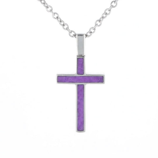 Sugilite 3 Section Inlaid Cross Pendant