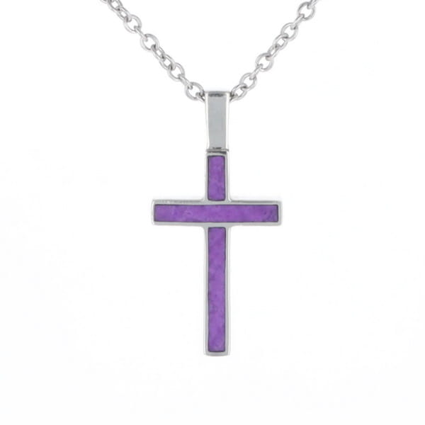 Sugilite 3 Section Inlaid Cross Pendant