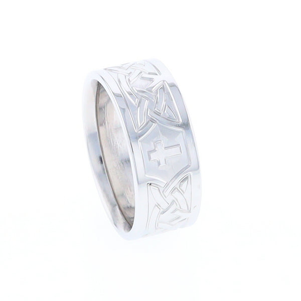 Cobalt Cross and Celtic Design Men's Ring