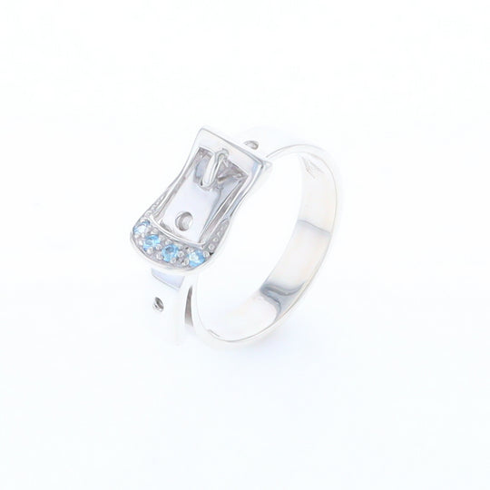 Silver Blue Topaz Belt Ring