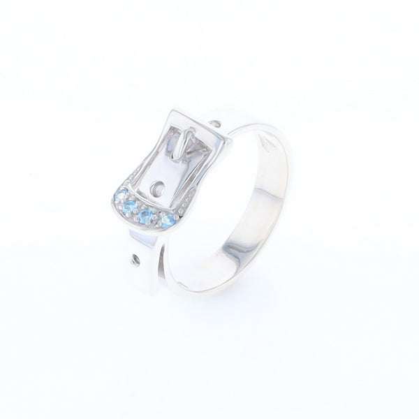 Silver Blue Topaz Belt Ring