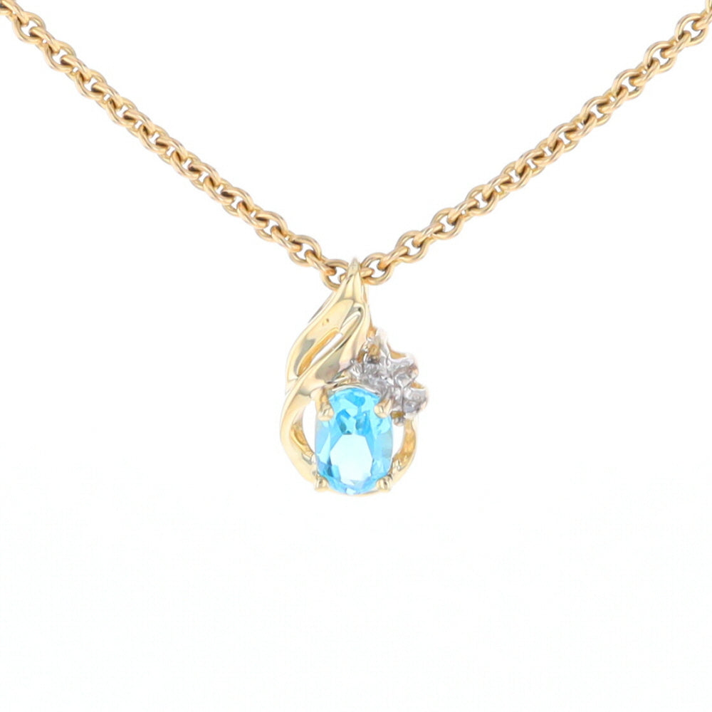 Pear Blue Topaz Diamond Pendant