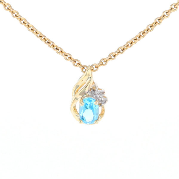 Pear Blue Topaz Diamond Pendant