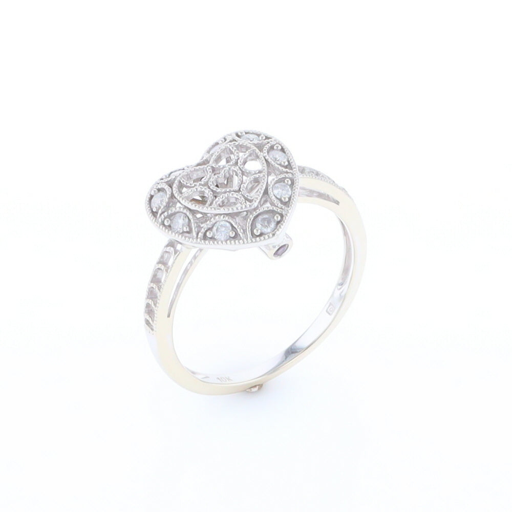 Open Heart Filigree Ring