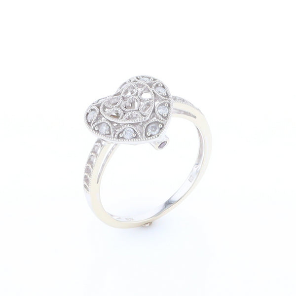 Open Heart Filigree Ring
