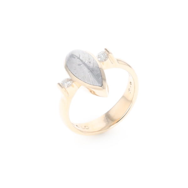 Meteorite Pear Shape Inlay Ring