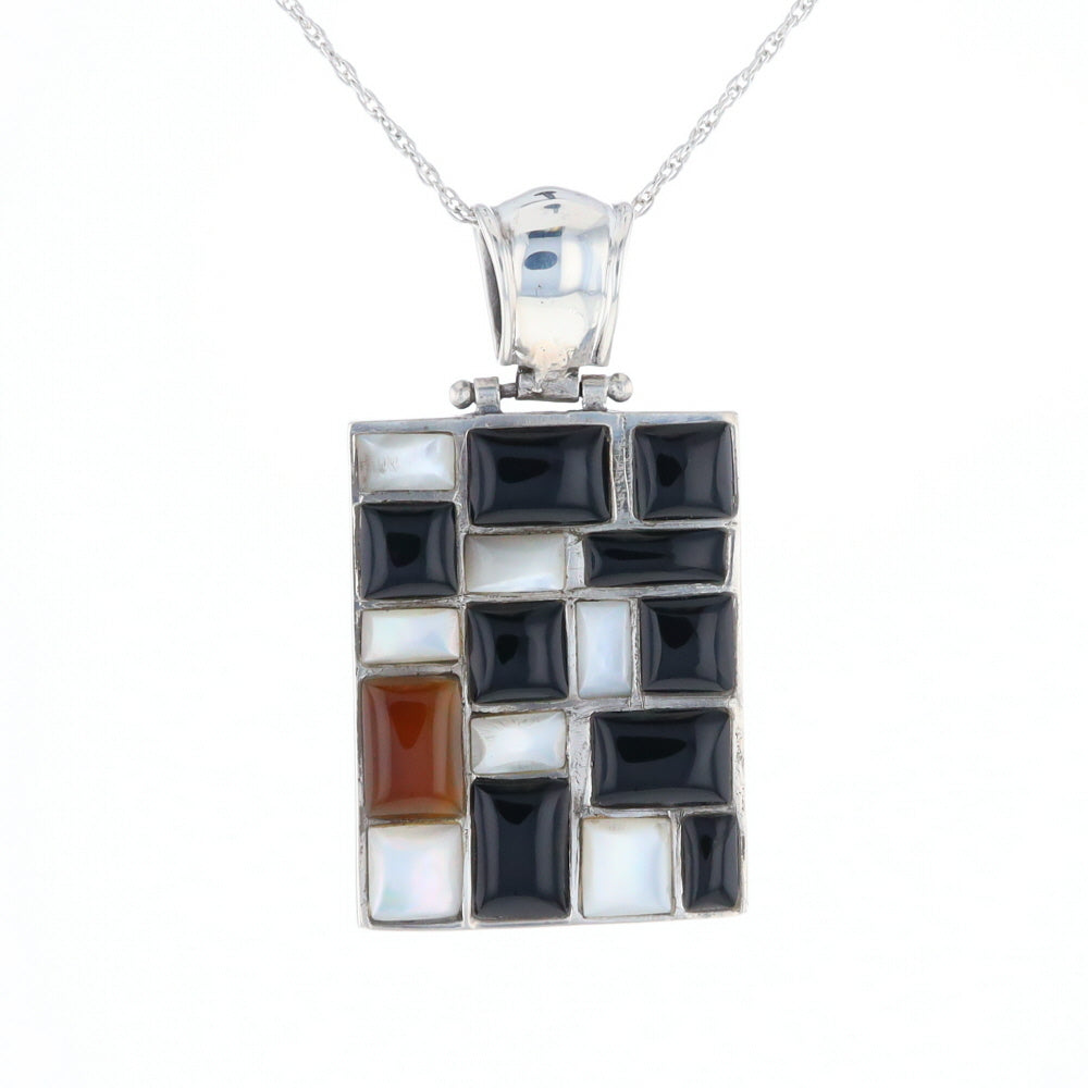 Onyx & Mother of Pearl Checkered Pendant