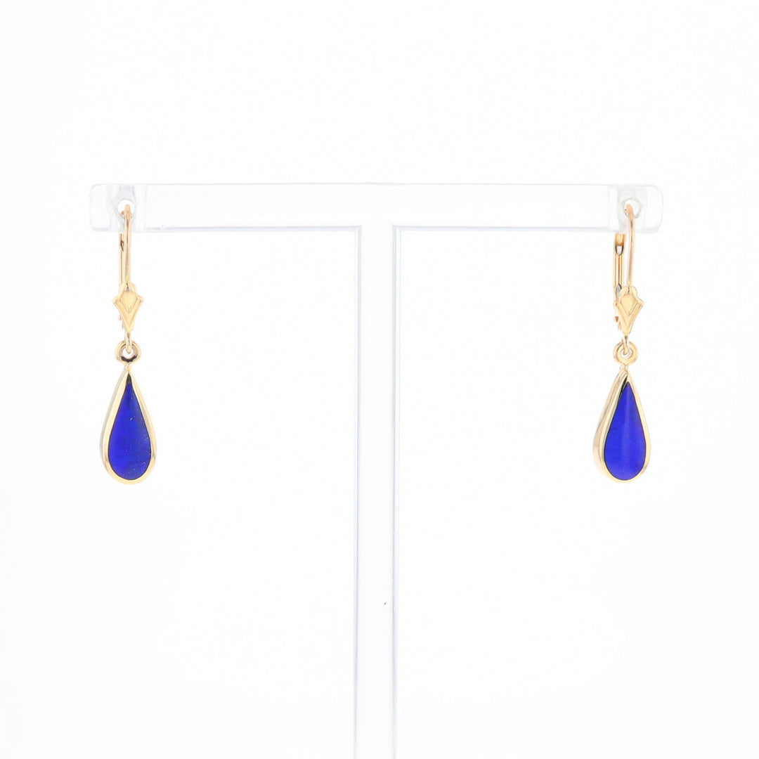 Lapis Tear Drop Inlaid Lever Backs