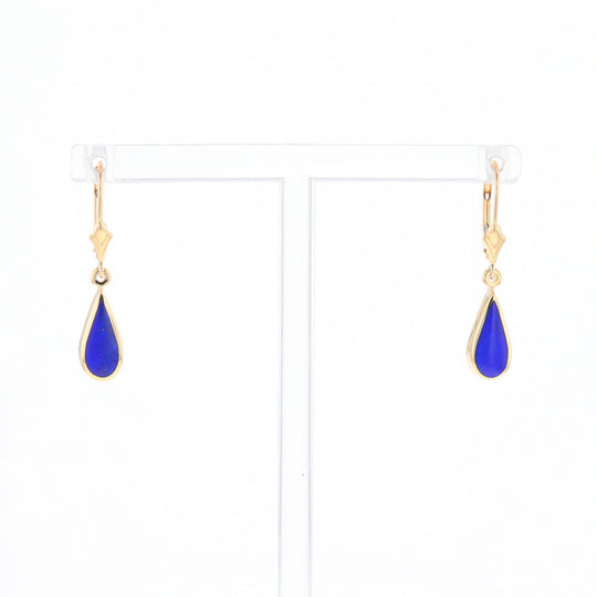 Lapis Tear Drop Inlaid Lever Backs