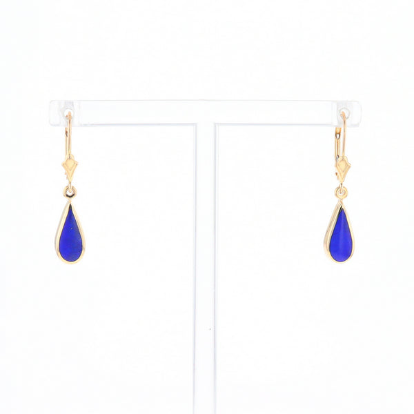 Lapis Tear Drop Inlaid Lever Backs