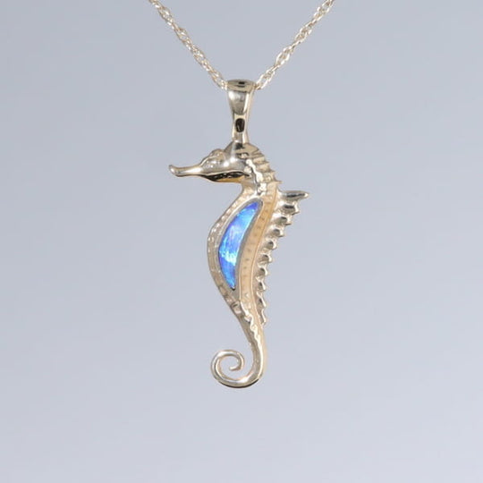 Opal Pendant Inlaid Realistic Sea Horse Design