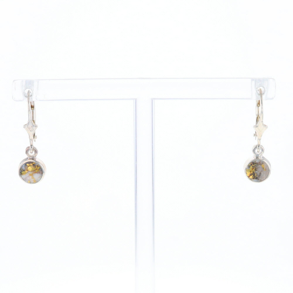 Gold Quartz Inlaid Round Bezel Earrings