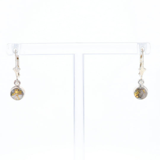 Gold Quartz Inlaid Round Bezel Earrings