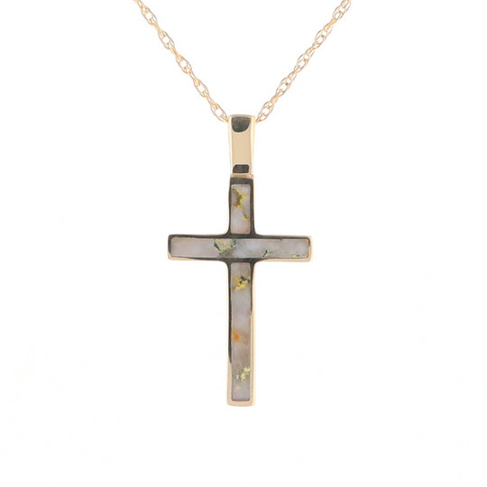 Three Section Gold Quartz Cross - G2