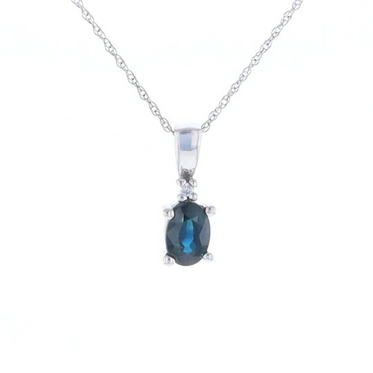 White Gold Sapphire & Diamond Pendant