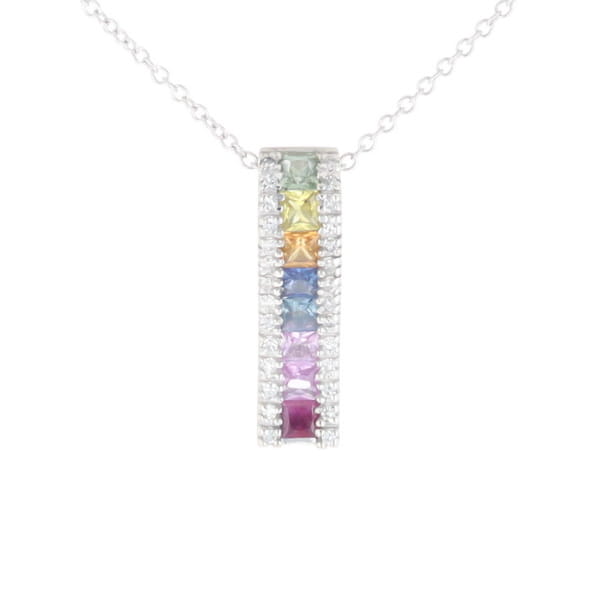 Multi-color Sapphire Necklace with Diamond Accents