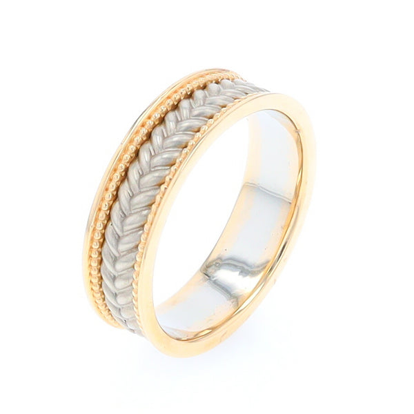 Braided White and Yellow Gold Men's Ring