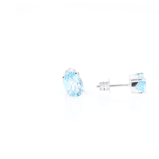 Oval Blue Topaz Stud Earrings