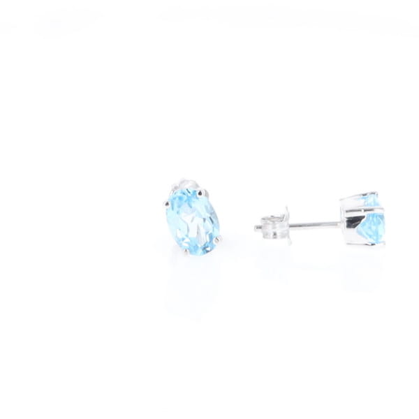 Oval Blue Topaz Stud Earrings