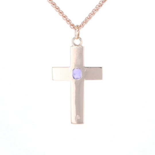 Cross Pendant with Purple Sapphire