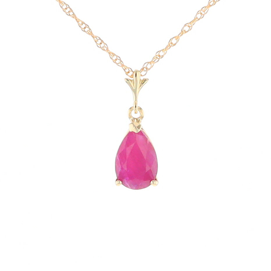 Pear Ruby Solitaire Necklace