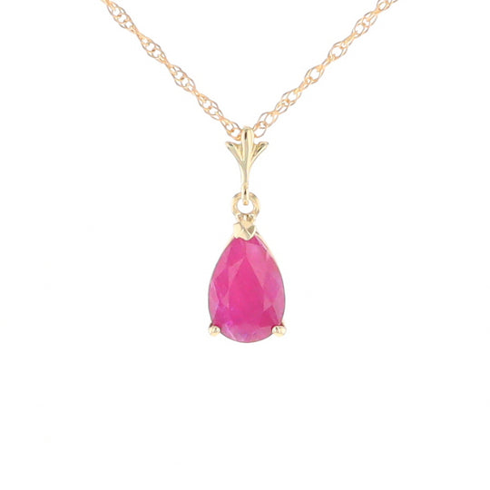 Pear Ruby Solitaire Necklace