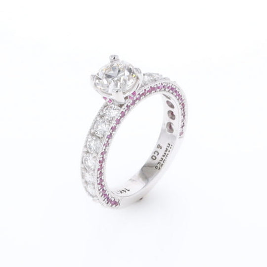 Diamond and Pink Sapphire Engagement Ring