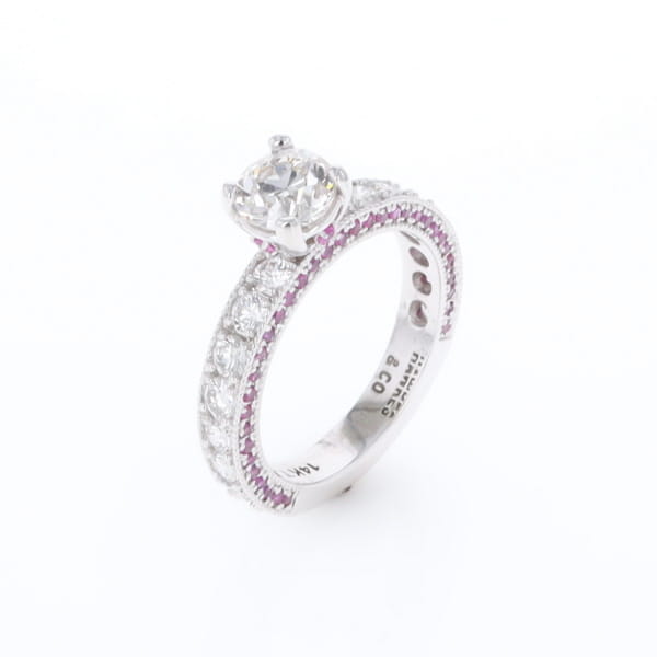 Diamond and Pink Sapphire Engagement Ring
