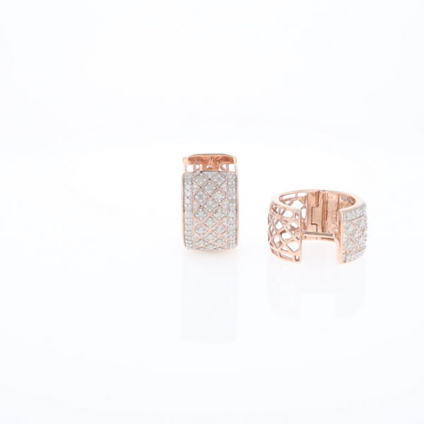 Checkered Wide Hinge Hoop Earrings