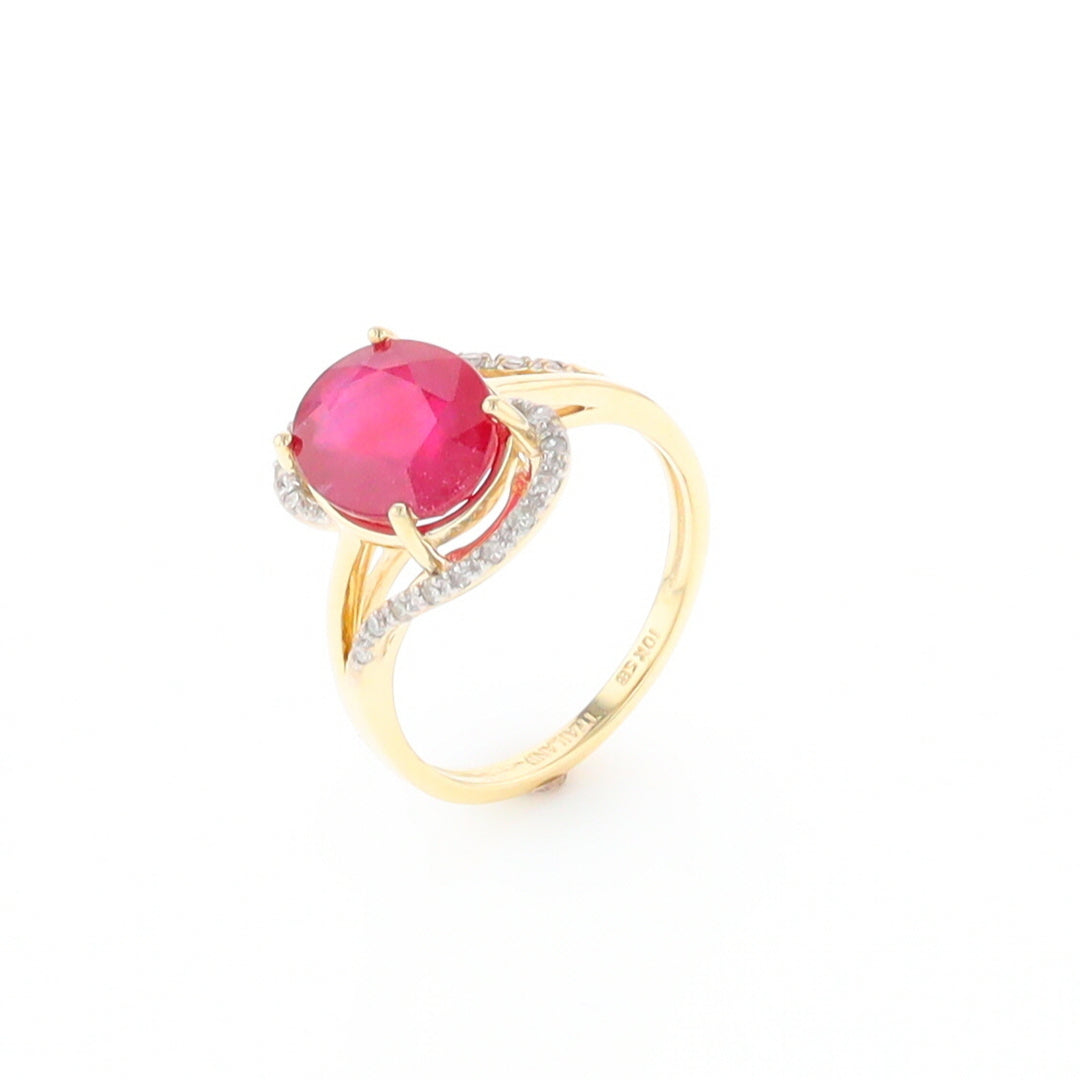 Ruby Bypass Ring with Diamond Accents